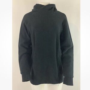 Lululemon Sz 12 Cotton Polyester Pullover Hoodie Black Side Pocket Soft Feel